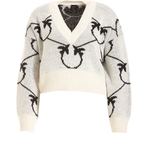 Women's V-Neck Sweater - Black and Cream